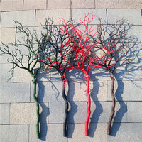 Décoration d'aquarium en plastique pour micro-paysage, avec arbre corallien artificiel, arbre en fer simulé et plantes