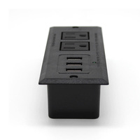 Multiprise de bureau noire encastrable avec 2 prises CA pour mobilier de bureau et table