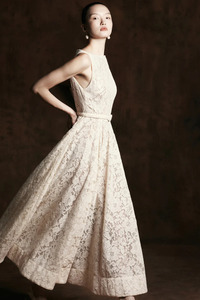 Abito da donna elegante da sera formale <span class=keywords><strong>con</strong></span> maniche regolari, <span class=keywords><strong>in</strong></span> pizzo, lungo fino al pavimento, stile bohémien, <span class=keywords><strong>con</strong></span> strascico a cappella e allacciatura <span class=keywords><strong>con</strong></span> <span class=keywords><strong>cintura</strong></span> - Product Image 2