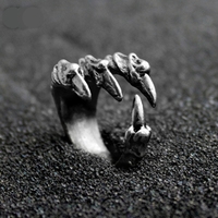 Bague griffe de dragon rétro punk, ajustable, style gothique punk, tentacule hip-hop, pour doigt d'honneur, bijoux pour femmes et hommes