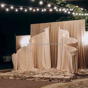 Outdoor Wedding <strong>Backdrop</strong> Drapes S Shape Crooked <strong>Backdrop</strong> <strong>Stand</strong> <strong>with</strong> Fabric Drape Curtain for Event Party <strong>Backdrop</strong> Decoration - Product Image 3