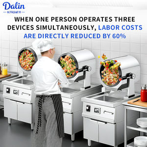 Machine à sauter les aliments au gaz automatique avec évier, équipement de restauration commerciale, acier de qualité alimentaire, robot de <span class=keywords><strong>cuisine</strong></span>, wok - Product Image 2