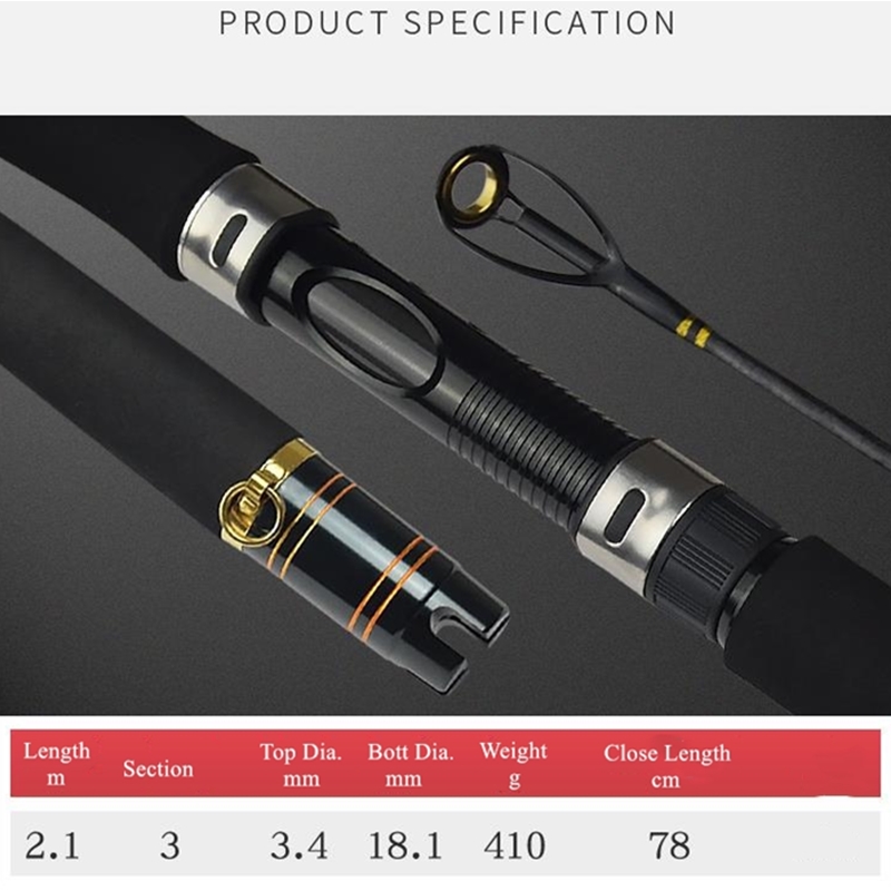 New Arrival Boat Fishing Rod Super Hard 2.1M 3 Sections