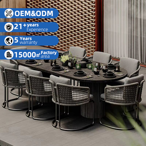 <span class=keywords><strong>Ensemble</strong></span> <span class=keywords><strong>de</strong></span> <span class=keywords><strong>table</strong></span> et chaises <span class=keywords><strong>de</strong></span> <span class=keywords><strong>jardin</strong></span> en aluminium et corde pour l'extérieur - Product Image 1