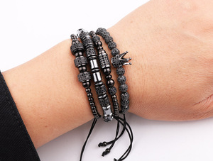 Vòng Tay Nam Vương Miện Đá CZ Đá CZ Thiết Kế Mới Bộ Vòng Tay Macrame Logo Tùy Chỉnh Bằng Thép Không Gỉ Cho Nam JBS11650 - Product Image 6