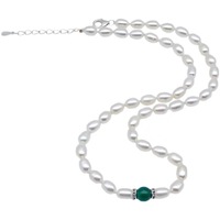 Ensemble cadeau d'entreprise en perles, collier, bracelet, boucles d'oreilles, perles de riz d'eau douce 7-8 mm, argent 925, logo du fabricant, vente en gros, sur mesure