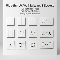 Prise murale ultra-fine ignifuge en PC, norme britannique, avec ports USB, IP22, pour projets industriels, résidentiels, hôteliers et d'ingénierie