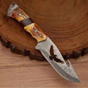 Cuchillo de Caza de Acero de Damasco Personalizable de Alta Calidad, Cuchillo de Caza de Acero de Damasco Personalizable OEM - Product Image 3