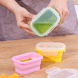 Contenedores de almacenamiento de alimentos sin BPA de 420ml, fiambrera plegable para preparación de comidas, caja de almacenamiento de alimentos plegable, contenedores de aperitivos Bento - Product Image 2