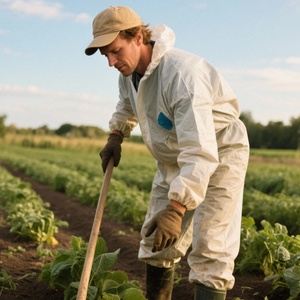 Ropa de Seguridad Desechable Ligera de Material SS, Overol de Cuerpo Completo, Antiestático, Impermeable, Nivel de Protección C, para Fábrica de Alimentos - Product Image 5