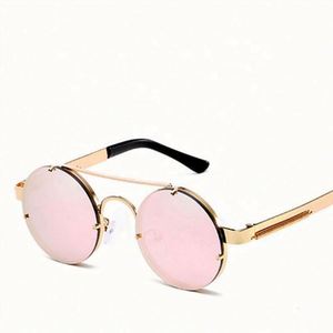 Gafas de Sol Redondas Steampunk Vintage de Moda para Hombre, Venta al por Mayor, Montura Metálica con Patillas de Resorte, Protección UV400 - Product Image 1