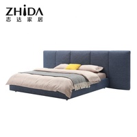 Zhida Neuerscheinung Hochwertiges Schlafzimmermöbel-Set zum Großhandelspreis Modernes Kingsize-Stoffbett mit Großem Kopfteil für Villen