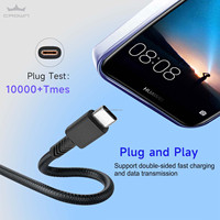 3A 2M Nylon trenzado USB2.0 Cable de datos de carga rápida con chaqueta de PVC USB C Rapide para Samsung IPhones Power Bank PC