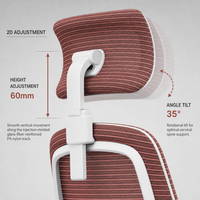 Chaise de bureau ergonomique à dossier haut en maille, avec appui-tête 2D, double soutien lombaire, pivotante, rouge, gris, noir