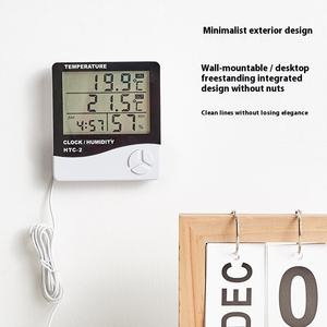 HTC-<span class=keywords><strong>2</strong></span> Creatieve Huis Dubbele Temperatuur Wekker Binnen Buitentemperatuur Vochtigheidsmeter Elektronische Thermometer - Product Image 3