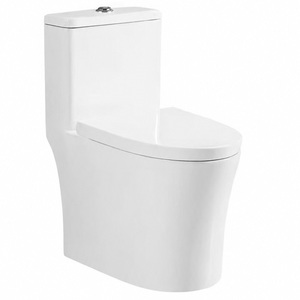 WC monobloc contemporain en céramique, à poser au sol, avec abattant à fermeture douce 360° °   Nettoyant pour Cuvette de Toilettes Économe en Eau - Product Image 1