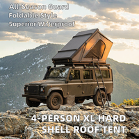 Tente de toit rigide XL moderne pour 4 personnes, type extensible, avec ouverture latérale, en nylon, design imperméable pour une utilisation en extérieur en toutes saisons
