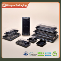 Boîte d'emballage en plastique PET personnalisée, sans BPA, recyclable, OEM/ODM, pour sushis à emporter, couvercle transparent