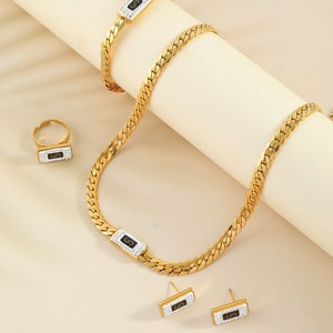 Nouveaux accessoires de mode : Boucles d'oreilles <span class=keywords><strong>Monaco</strong></span> en gros, chaîne cubaine plaquée or, pendantes pour femmes - Product Image 1