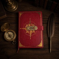 Carnet vintage à couverture rigide en cuir PU avec cadenas à combinaison, marque-page imprimé boussole, journal intime pour enregistrements secrets personnels