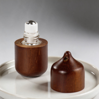 Frascos de Perfume de Vidrio Borosilicato con Tapas de Bambú de Madera Oscura, 2ml, con Rodillo, para Fiestas, Viajes, Paquete de Regalo