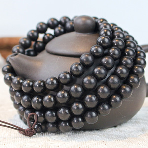 Black Sandalwood <b>Bracelet</b> 108 Beads 8mm Unisex Religious Jewelry For Men And Women Multi Strand Classic Style - Product Image 4