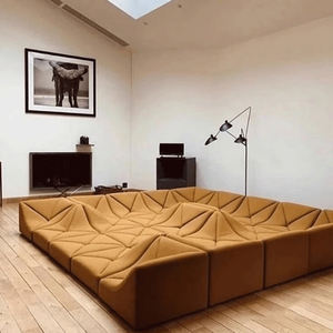 Dune reproduksi Sofa Modern kotak besar Modular kain berumbai spons Set Sofa apartemen Hotel Villa ruang keluarga - Product Image 3