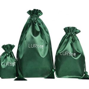 Sacs en satin personnalisés en gros, pochettes à cordon pour bijoux, sacs de rangement et de protection contre la poussière pour cosmétiques - Product Image 1
