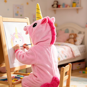 Tuta in pile rosa <span class=keywords><strong>unicorno</strong></span> per bambini, abbigliamento autunnale/invernale per Halloween, Carnevale, spettacoli teatrali e costumi cosplay - Product Image 3