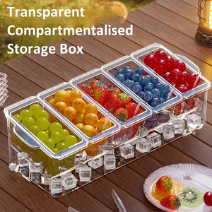 Outdoor Picnic Compartment Food Serving Crisper Box Household <strong>Plastic</strong> Fruit <strong>Storage</strong> 5 Small Dividers <strong>Storage</strong> Boxes <strong>Bins</strong> - Product Image 3