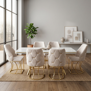 Ensemble de salle à manger moderne convertible de luxe en 6 pièces, meubles élégants en bois et métal pour la maison, l'hôtel, le restaurant, les villas, les espaces de vie - Product Image 3