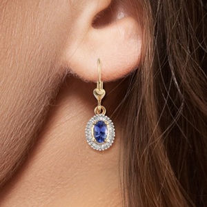 Pendientes de Oro Amarillo de 14K con Diamantes de 1.20 Quilates, Corte Ovalado, Halo de Diamantes, Tanzanita Verde Premium, Pendientes Clásicos para Mujer - Product Image 5