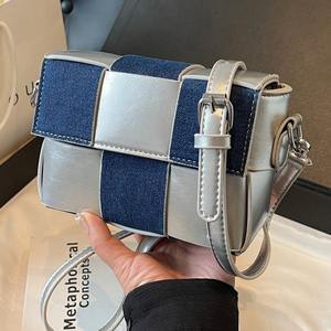 Fashion <b>patchwork</b> women's <b>bag</b>, denim and leather combination style - Product Image 2