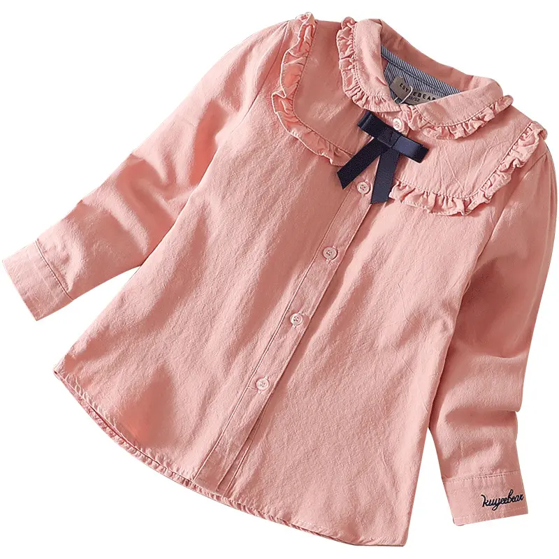 girl tops plush line winter thick warm long sleeves pink little girls blouse with bow