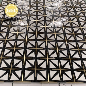 Nero lucido nero marquino marmo della miscela in ottone <span class=keywords><strong>rame</strong></span> mattonelle di mosaico - Product Image 1