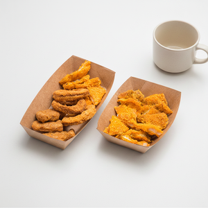 Barquette en papier kraft imprimé, recyclable et personnalisable, pour emballage alimentaire jetable, idéale pour poulet frit - Product Image 1