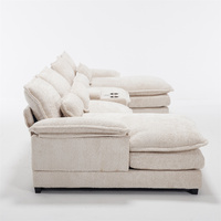 Canapé en U moderne OEM 6 places, ensemble de meubles d'intérieur rembourrés, canapé nuage avec console, porte-gobelets et ports USB de charge