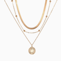 Kalung Liontin Bunga Bohemia dengan Rantai Kerah Bambu Berlapis-lapis untuk Unisex Anniversary WOYING
