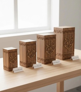 Wholesale Traditional Solid Wood <b>Memorial</b> Urn with Hand Carved Heart Design Cremation Ashes <b>Box</b> For Human Ash - Product Image 6
