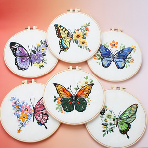 Custom Cross Stitch Kit Colorful Butterfly Hand Embroidery Kit for Beginner Craft Lover Punch Needle Kit Party Festival Gifts