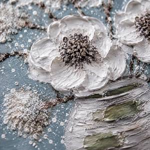 Dipinto su Tela con Design Unico: <span class=keywords><strong>Vaso</strong></span> in Pietra Naturale e Fiori, Arte Murale con Natura Morta di Fiori Bianchi - Product Image 3
