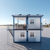 Maison mobile préfabriquée en conteneur 3-en-1 personnalisée de luxe en acier léger sur 2 étages Maison villa plate Panneaux solaires pour appartements