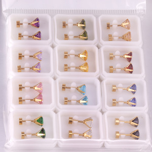 Boucles d'oreilles géométriques élégantes en alliage de zinc avec serti à griffes rondes pour femme, bijoux de mode, cadeau - Product Image 3