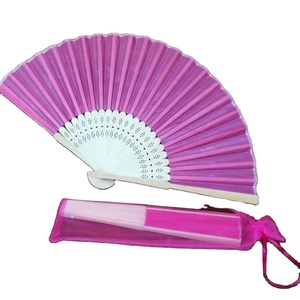 Ivory White Handheld Wedding Favor Folded Bamboo Fabric Hand Fan with Organza <b>Bag</b> Party Guests' Craft <b>Gift</b> - Product Image 4