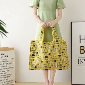 Neue tragbare große schwere 210D Oxford Stoff Blumen faltbare Einkaufstasche Wieder verwendbare gefaltete Superet Aufbewahrung tasche - Product Image 4