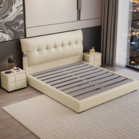 Modernes Lederbett mit Stauraum und Kiefernholzrahmen Umweltfreundliches Design für Schlafzimmer, Villen & Apartments