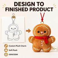 Porte-clés en peluche personnalisé CE ASTM, Bonhomme en pain d'épices, jouet en peluche de Noël, coussin en peluche personnalisé, jouets promotionnels