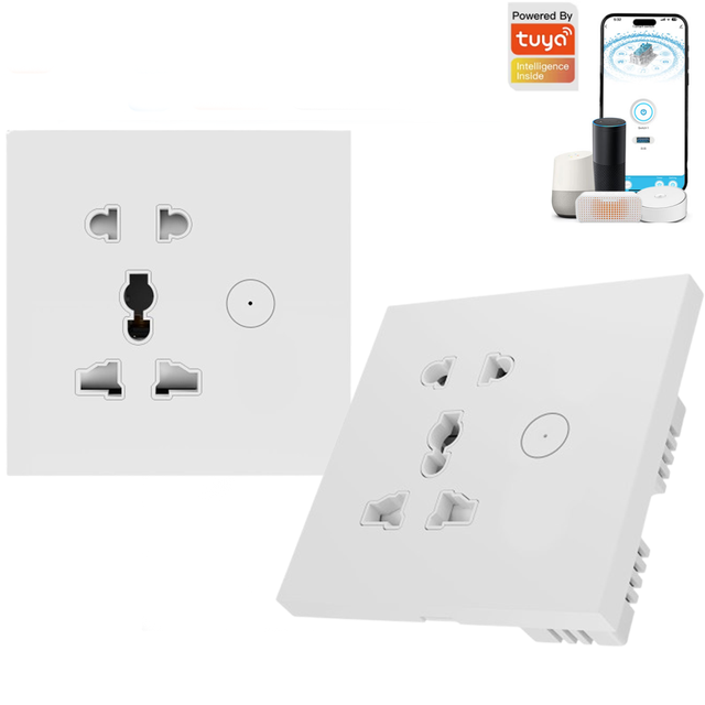 Smart WiFi 5-Pin Switch Socket UK Plug Durable Universal Wall Sockets White PC Panel 86 Wall Switches and Sockets for 100V 240V