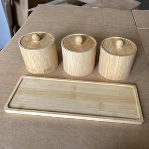 Bamboo Spice <b>Jar</b> Set 3Pcs Airtight Lid Solid Seasoning <b>Storage</b> <b>Kitchen</b> Condiment Container - Product Image 4