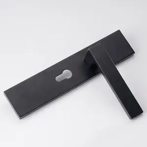 modern square black design lever interior door lock room zinc alloy door handle on plate mortise door handle